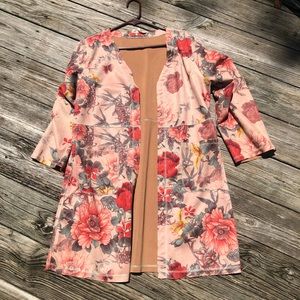 Suede floral kimono cardigan